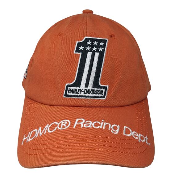 Harley-Davidson HDMC Racing Dept. Baseball Cap Orange One Size Adjustable - Picture 1 of 10